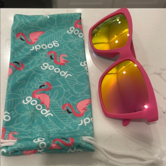 Goodr Pink Sunglasses with Yellow Lenses - Picture 1 of 1